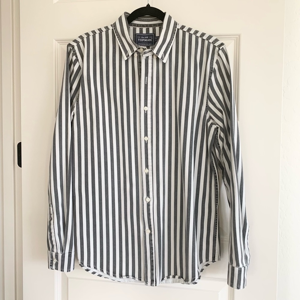 TOPMAN Mens Striped Button Down